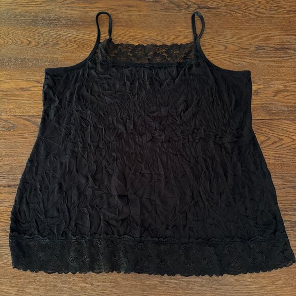 Maurices Plus Size 3X BLACK Stretchy Crinkle Lace Cami - Picture 1 of 11